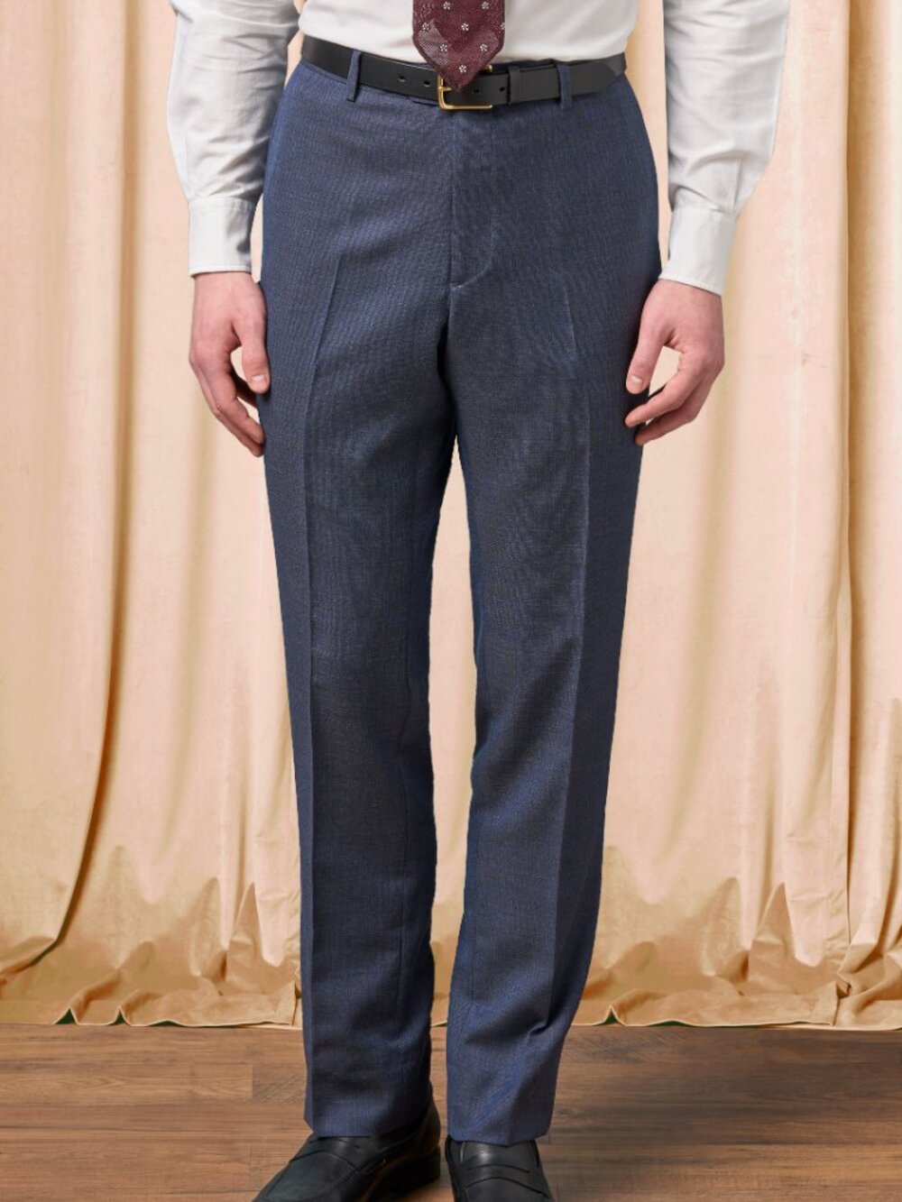 Spier & Mackay Blue Hopsack Trousers - Slim 32 Unhemmed